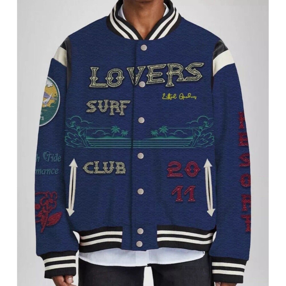 NEW Lifted Anchors Lovers Surf Club Varsity Jacket medium Letterman Streetwear